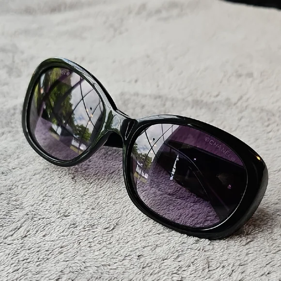 CHANEL Black and Purple Sunglasses - Picture 10 of 11